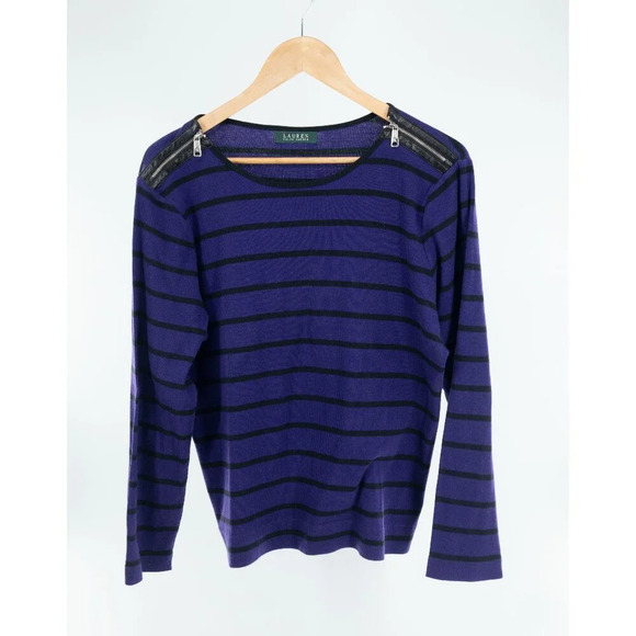 Lauren Ralph Lauren Purple Black stripe | 1X - Picture 1 of 4